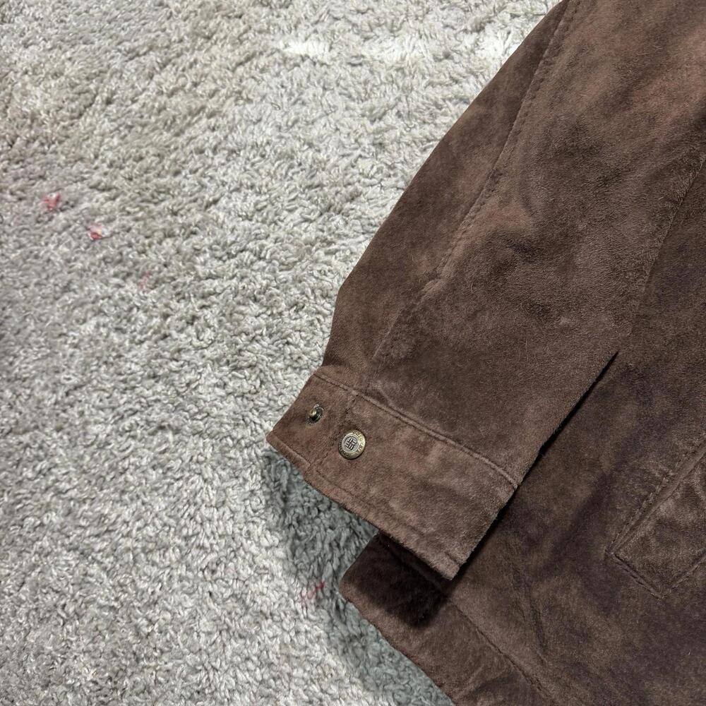 VTG Columbia Mens Suede Leather Barn Chore Jacket Sherpa Lined XXL Brown Zip - Picture 5 of 13